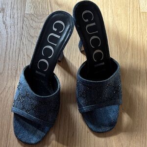 Gucci Women's Dark Blue Denim Mules